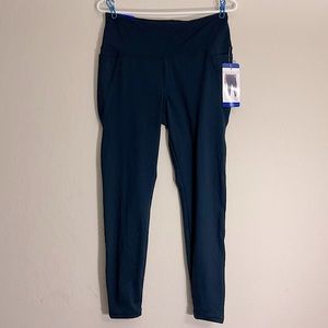 NWT Danskin Womens Lightweight 7/8 Legging Neo Navy Blue Large with Pockets L